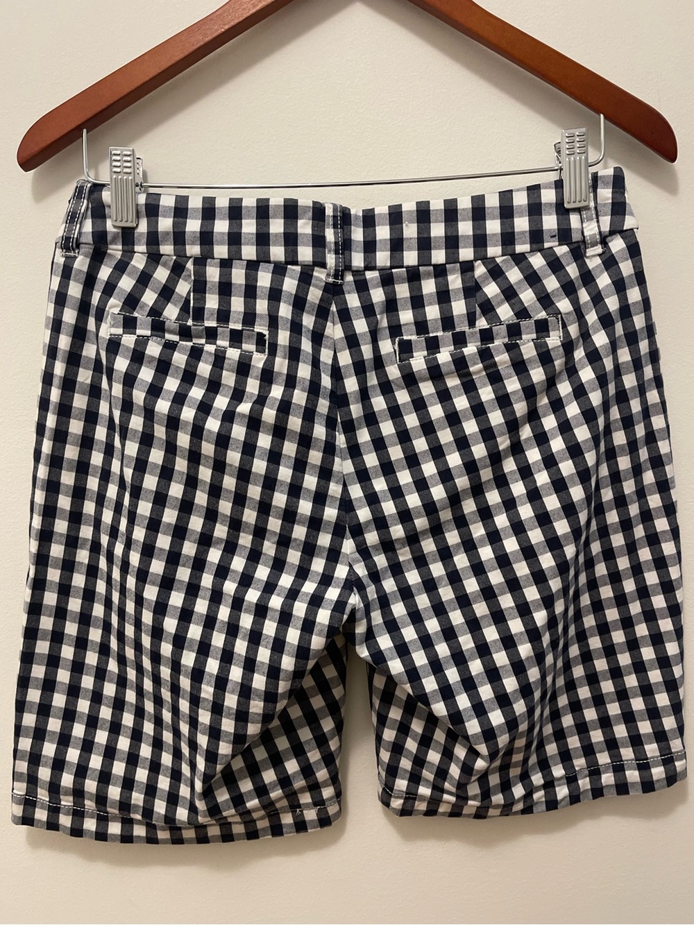 J Crew Women's Navy and White Gingham Shorts - Picture 6 of 8